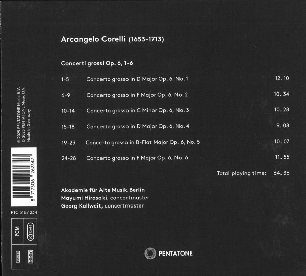 Trackliste. Außerdem Angaben zum Komponist, Werk und Mitwirkenden.