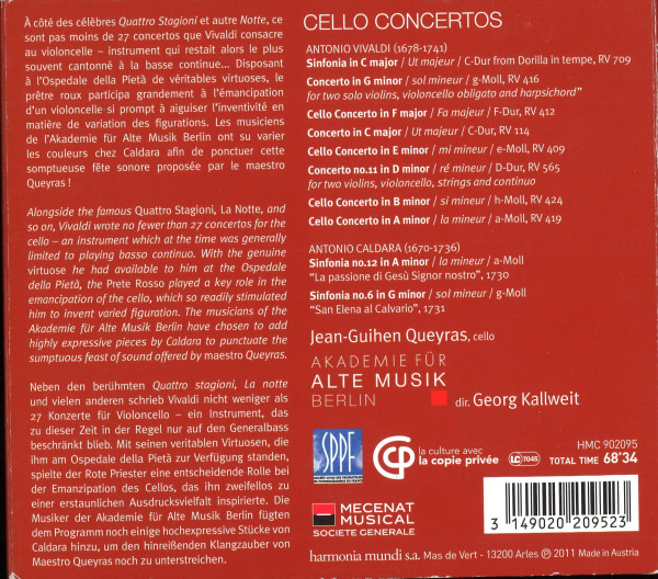 Links Texte zum Werk auf drei Sprachen, Rechts Angaben zu Komponist und Mitwirkenden sowie eine Trackliste.