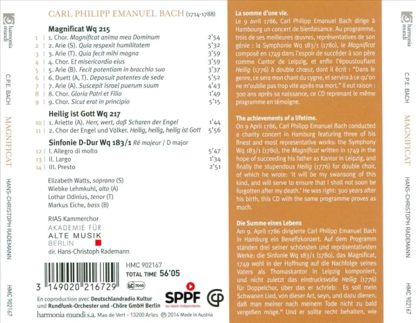 Texte zu den Werken, außerdem eine Trackliste und Angaben zu  den Mitwirkenden.