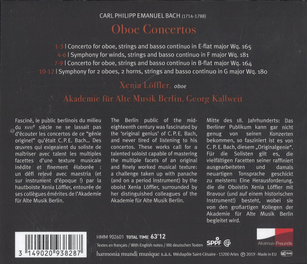 Texte zu den Werken, außerdem Angaben zu Komponisten und Werk.