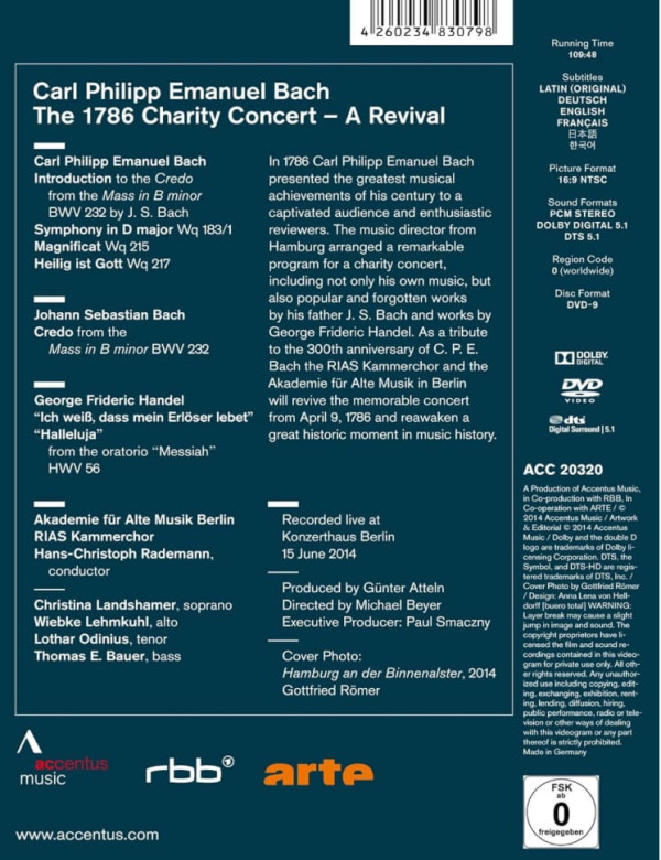 Trackliste, ein Text zu den Werken sowieo Mitwirkende und technische Details.