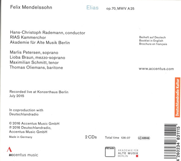 Angaben zu Werktitel, Komponist, Mitwirkenden und technische Angaben.