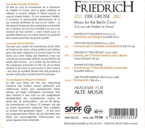 Texte zu den Werken. Außerdem eine Trackliste und Infromationen zu den Mitwirkenden.