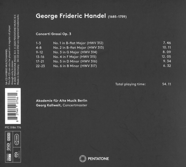 Trackliste, sowie Informationen zu Komponist, Werk und Mitwirkenden.