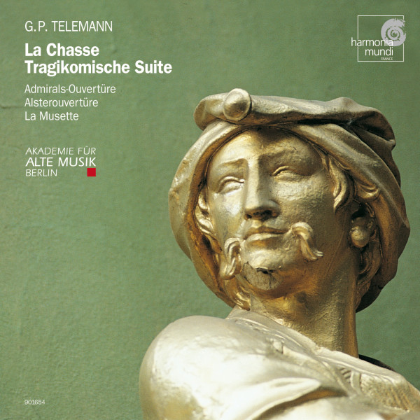 Vorderseite der CD, grüner Hintergrund, ein männliches Gesicht einer vergoldeten Person schaut in die Ferne. Angaben zum Werk auf der CD.