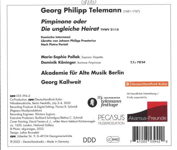 Information zu Komponist, Werk und Mitwirkenden sowie technische Angaben.