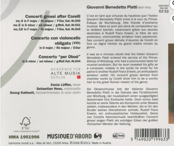 Texte zu den Werken, sowie Angaben zu Komponisten, den Mitwirkenden und den Werken