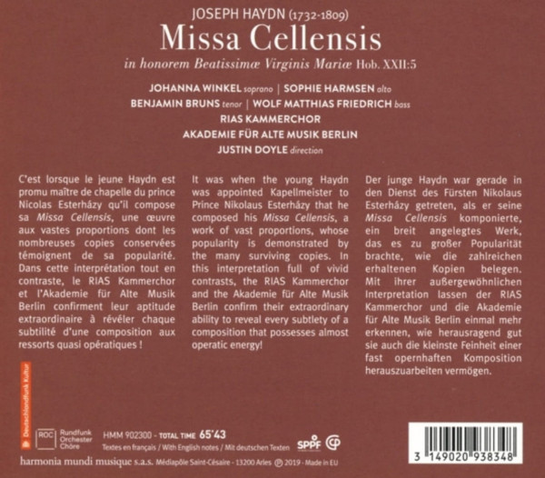 Texte zu den Werken. Außerdem Angaben zu Komponist, Werk und Mitwirkenden.