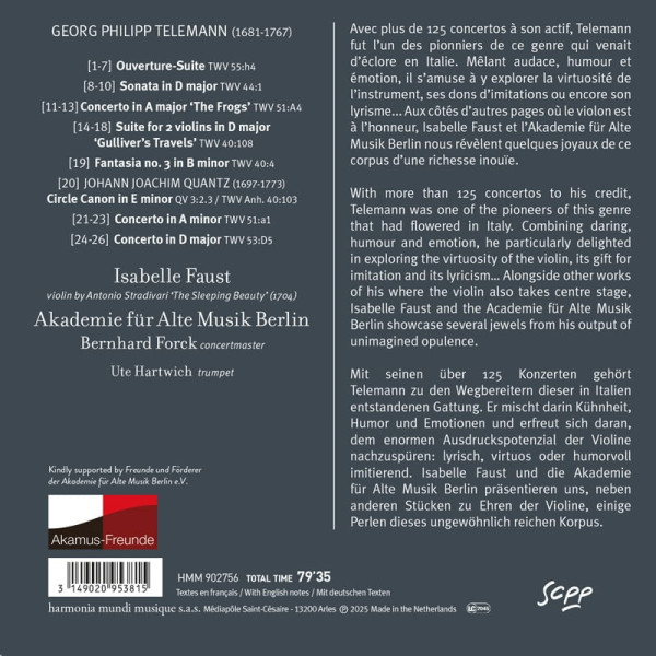 Trackliste, außerdem Angaben zu Komponist, Mitwirkenden und Texten zu den Werken.