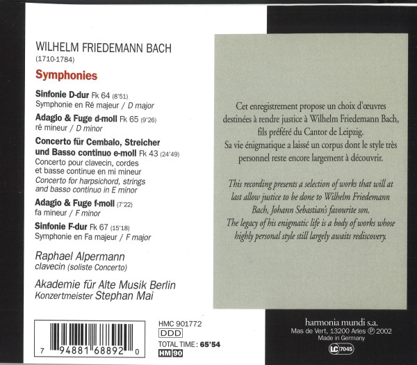 vor schwarz-weißem Hintergrund Texte zu den Werken sowie eine Trackliste.